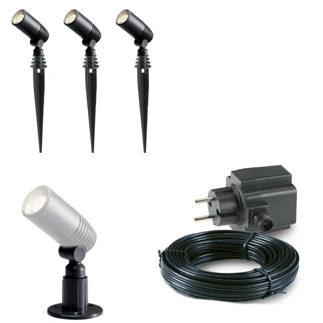 3x LED grond spot - 12V - 2 watt - complete set 3x LED grond spot - 12V - 2 watt - complete set